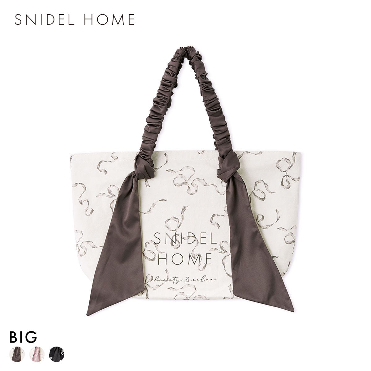 スナイデルホーム オーガニックキャンバストート BIG リボン RIBBON SNIDEL HOME(DBR-濃ブラウン-Free)