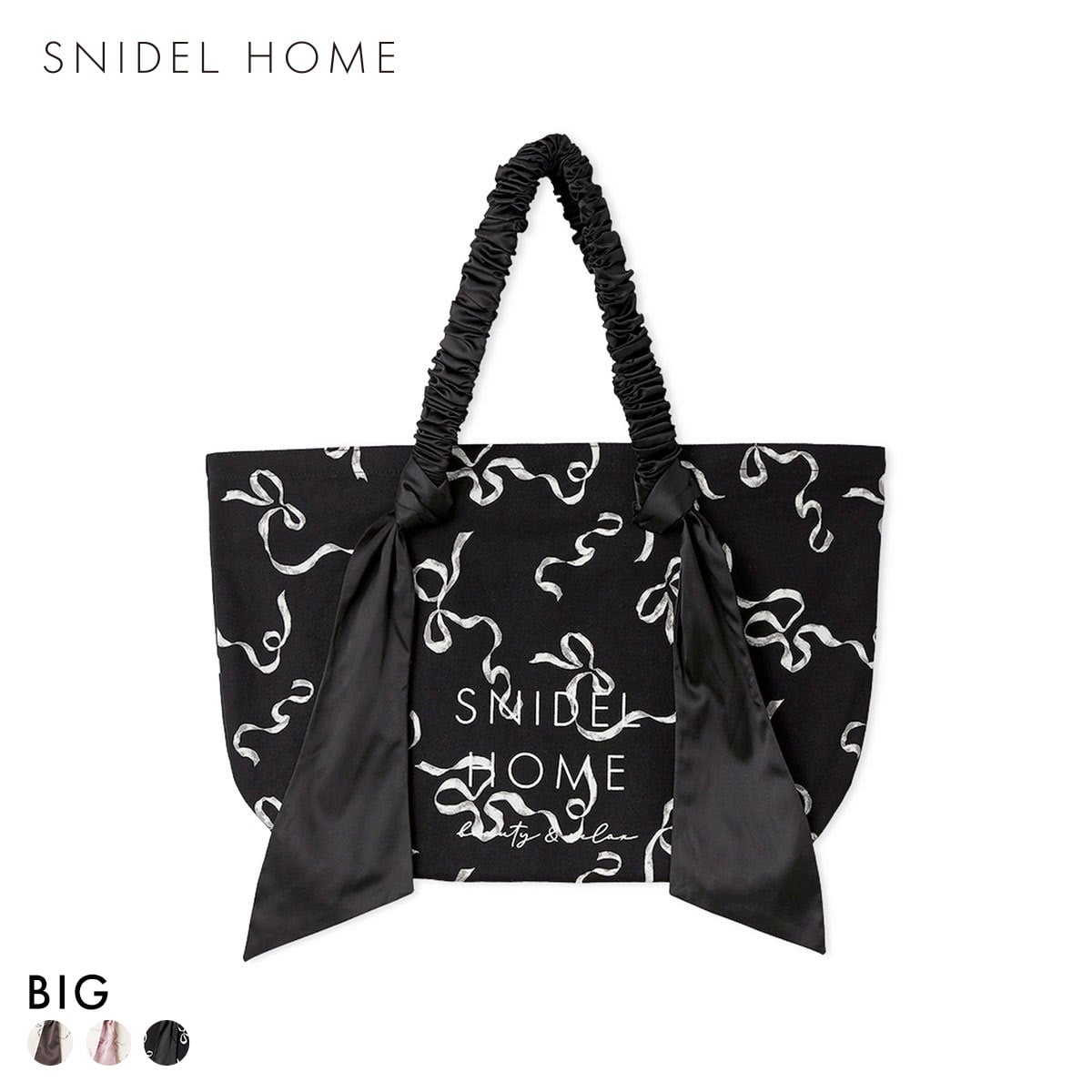 スナイデルホーム オーガニックキャンバストート BIG リボン RIBBON SNIDEL HOME(BK-ブラック-Free)