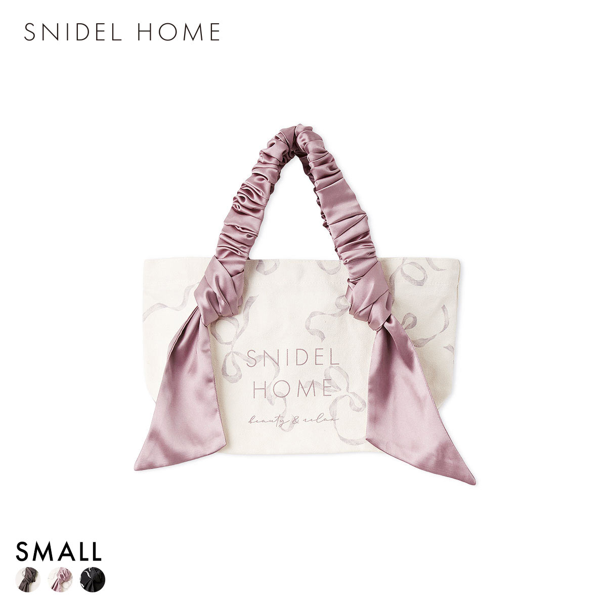 スナイデルホーム オーガニックキャンバストート SMALL リボン RIBBON SNIDEL HOME(PB-ピンクベージュ-Free)