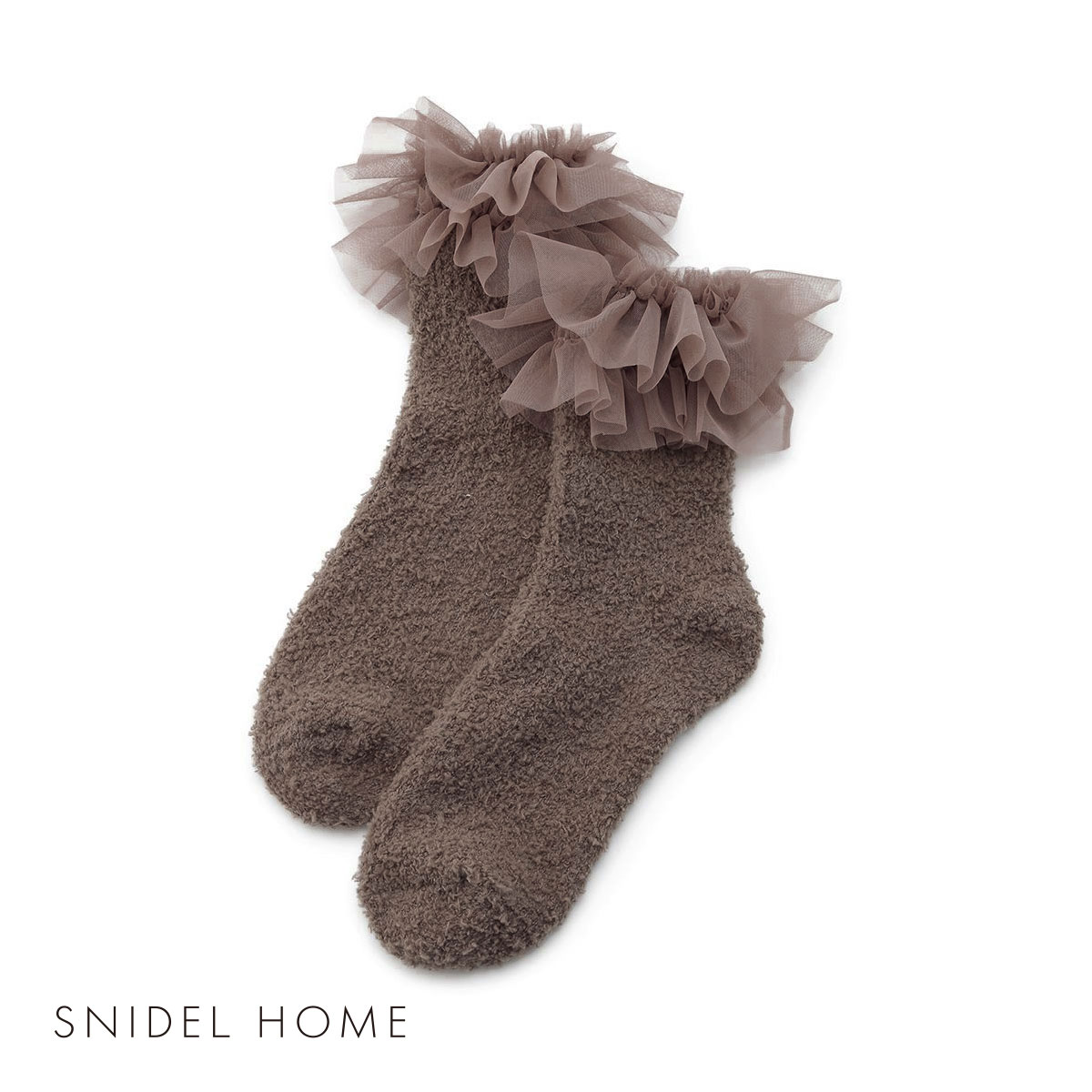 スナイデルホーム SNIDEL HOME チュールニットソックス(BR-ブラウン-Free)