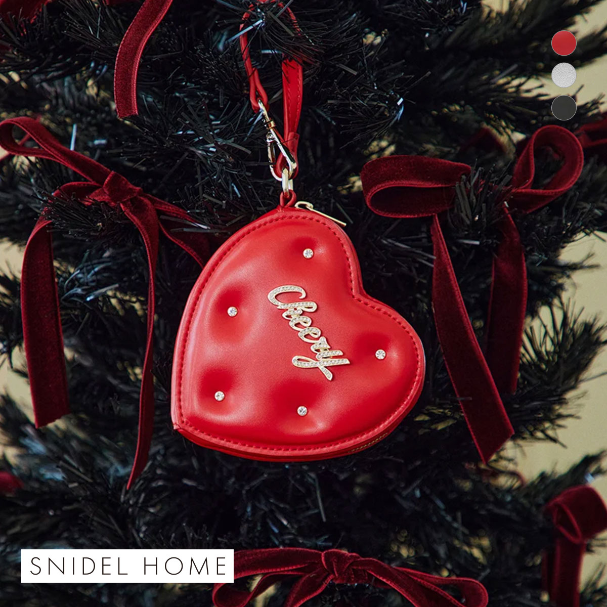 スナイデルホーム ハートビジューポーチ SNIDEL HOME(RE-レッド-Free)