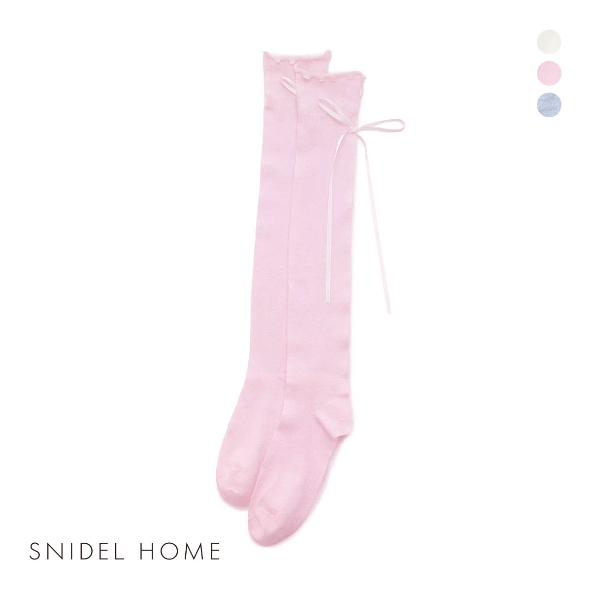 スナイデルホーム リボンシアー ニーハイソックス SNIDEL HOME(PI-ピンク-Free)