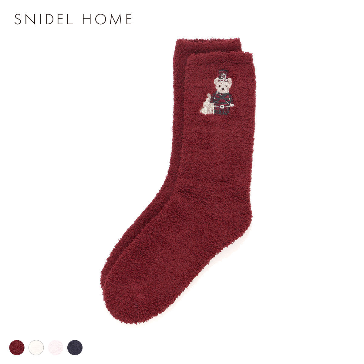 スナイデルホーム Steam Whip ホリデーベア刺繍ソックス パジャマ ルームウェア SNIDEL HOME HOLIDAY(RE-レッド-Free)