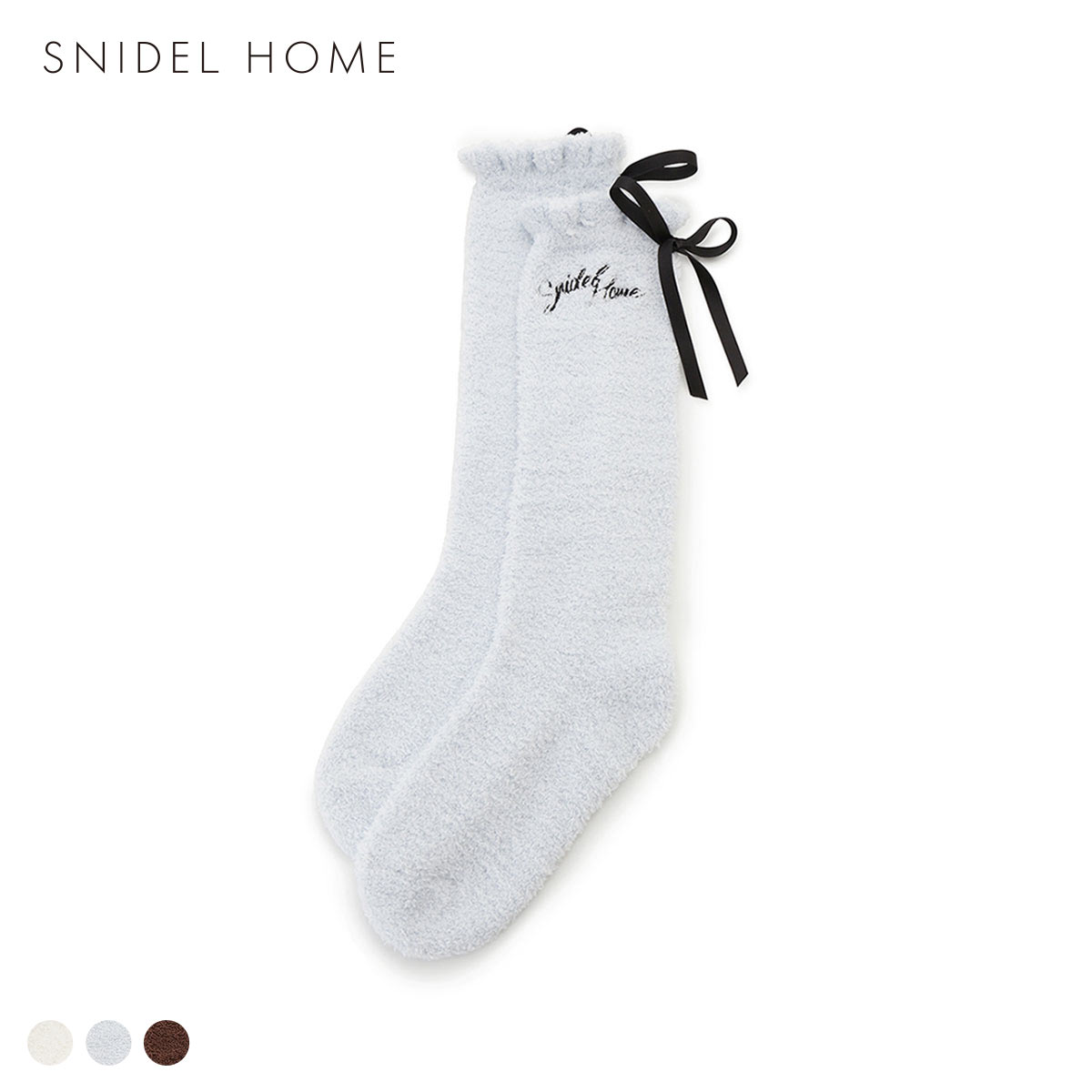 スナイデルホーム レディース Milcrea リボンニットソックス SNIDEL HOME Valentine バレンタイン(LBU-薄ブルー-Free)