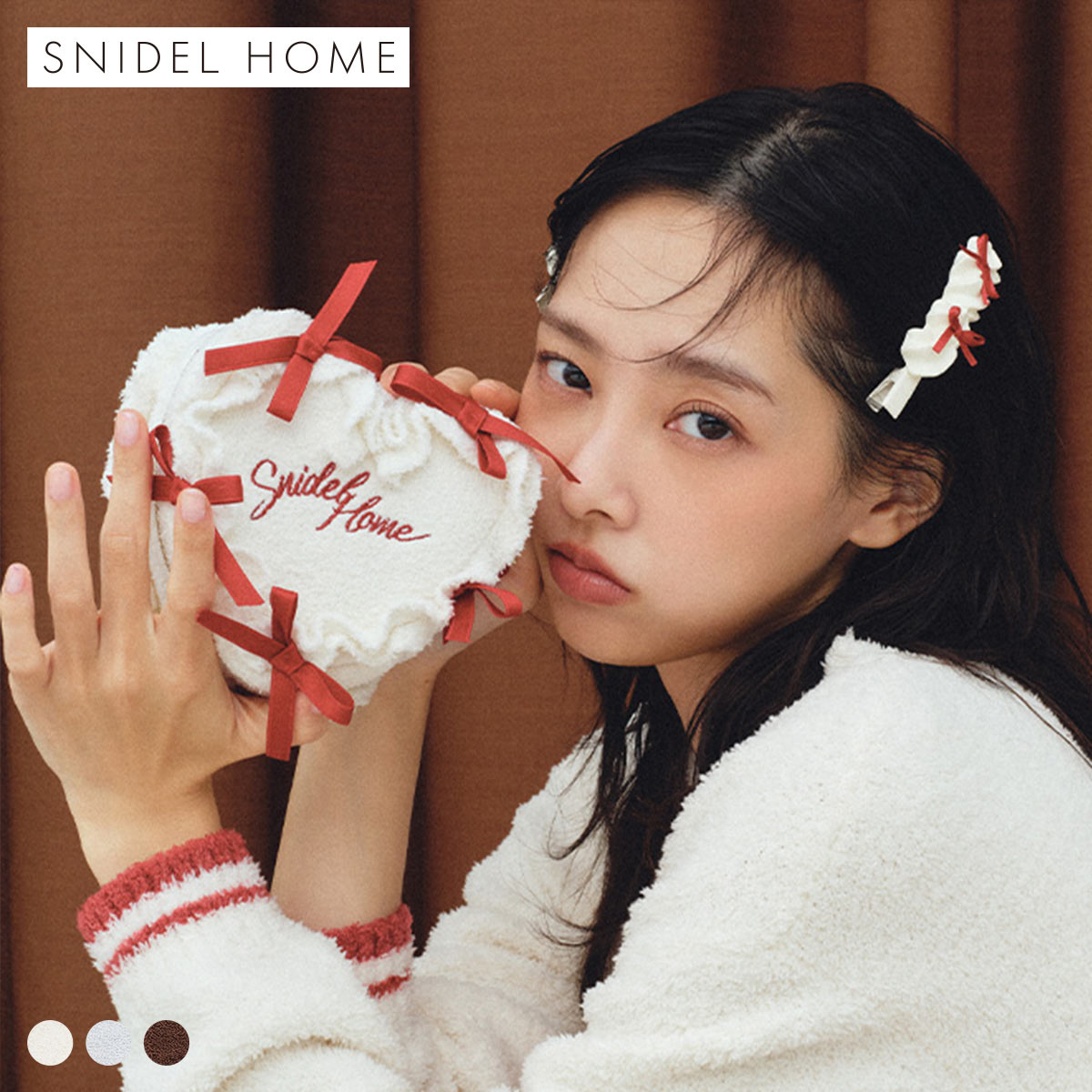 スナイデルホーム レディース Milcrea リボンケーキポーチ SNIDEL HOME Valentine バレンタイン(IV-アイボリー-Free)