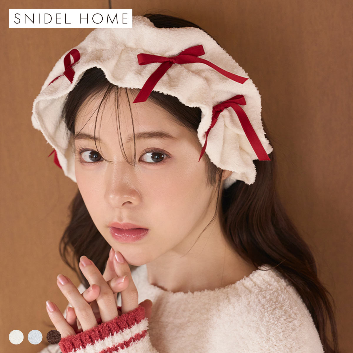 スナイデルホーム レディース Milcrea フリルリボンニットヘアバンド SNIDEL HOME Valentine バレンタイン(IV-アイボリー-Free)