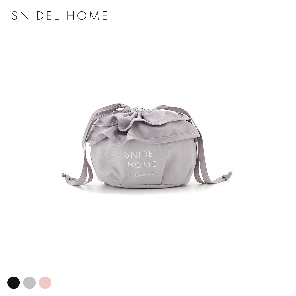 スナイデルホーム 保冷機能付き フリル巾着ポーチ SNIDEL HOME(LGY-薄グレー-Free)