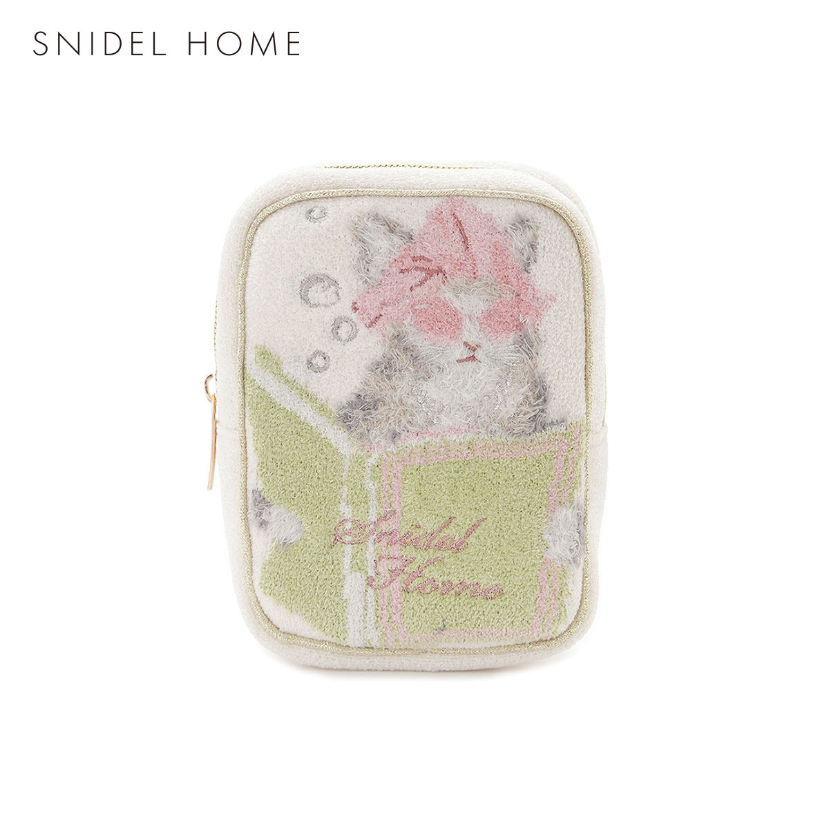 スナイデルホーム セレブバスキャットニットポーチ SNIDEL HOME(IV-アイボリー-Free)