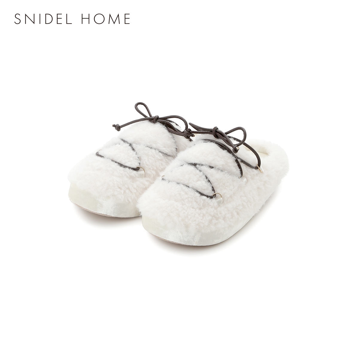 スナイデルホーム レースアップファースリッパ パジャマ ルームウェア SNIDEL HOME(IV-アイボリー-Free)