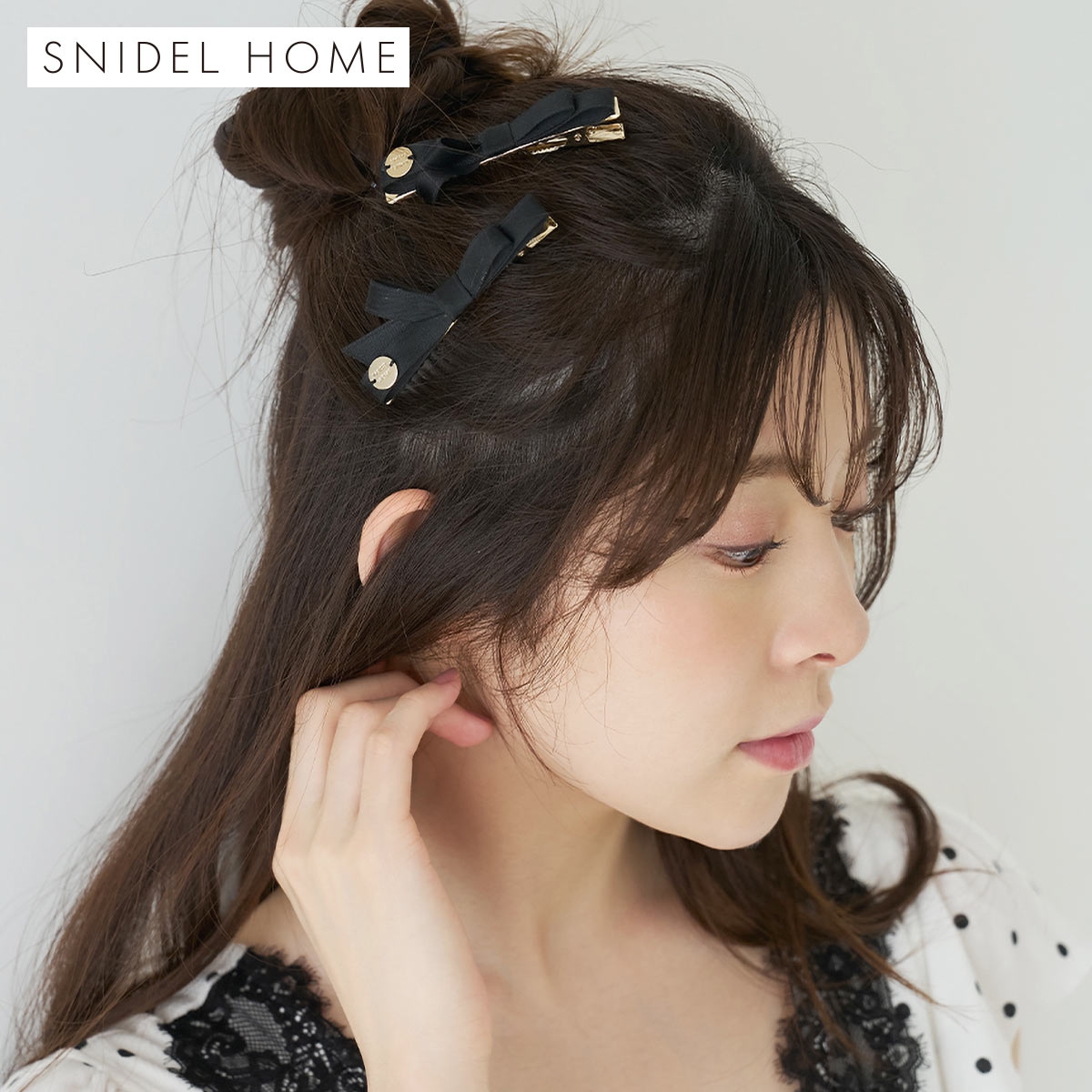 スナイデルホーム リボンヘアピンセット SNIDEL HOME(BK-ブラック-Free)