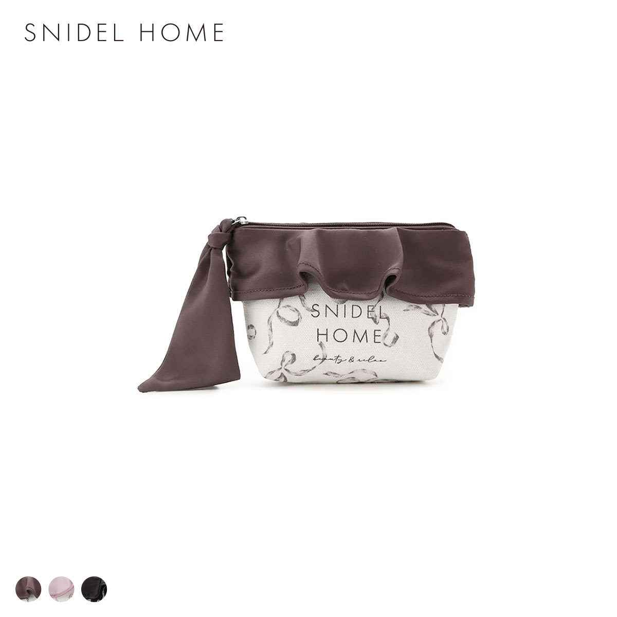 スナイデルホーム オーガニックキャンバスポーチ リボン RIBBON SNIDEL HOME(DBR-濃ブラウン-Free)