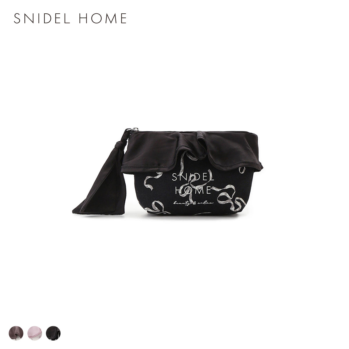 スナイデルホーム オーガニックキャンバスポーチ リボン RIBBON SNIDEL HOME(BK-ブラック-Free)