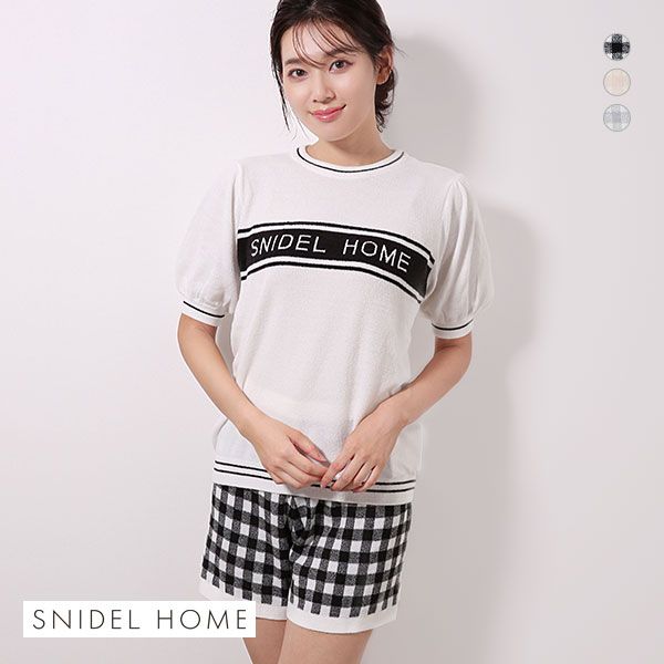 スナイデルホーム SNIDEL HOME ロゴジャカードギンガムセットアップ パジャマ ルームウェア