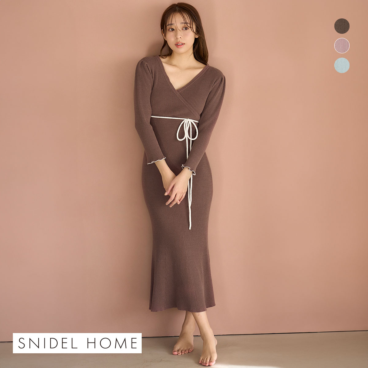 SNIDEL HOME カシュクールワンピース　パジャマ スナイデルホーム ニットカシュクールワンピース パジャマ