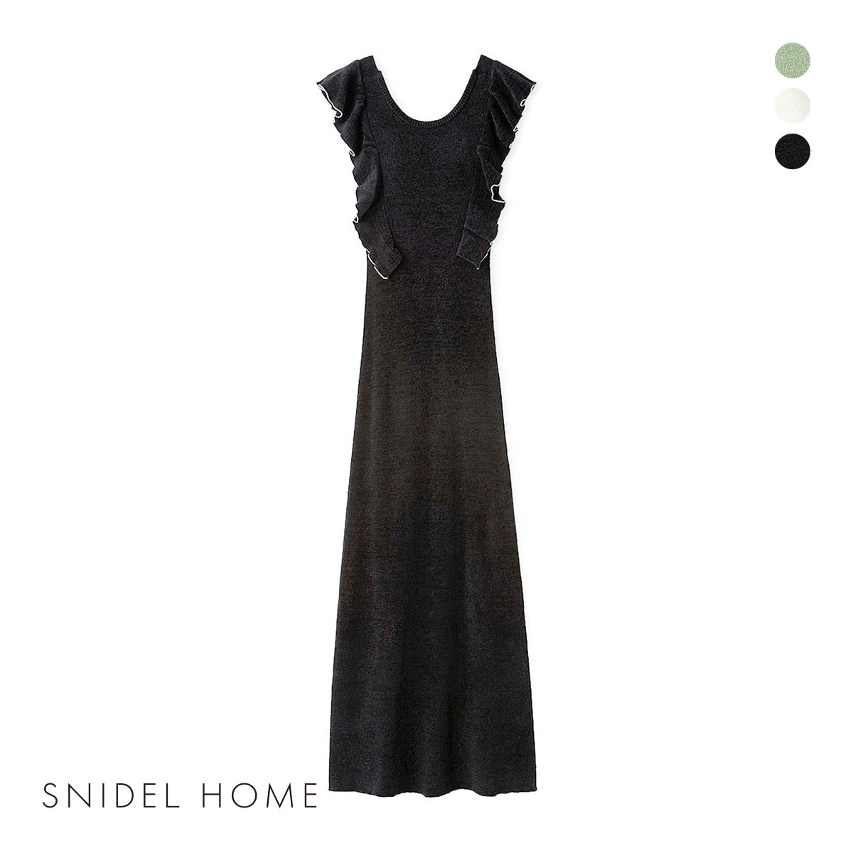 スナイデルホーム フリルニットワンピース カップ付き パジャマ ルームウェア SNIDEL HOME(BK-ブラック-Free)