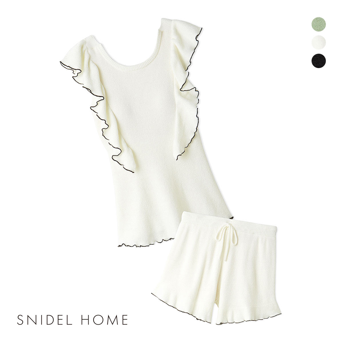 スナイデルホーム フリルニットセットアップ パジャマ ルームウェア SNIDEL HOME(IV-アイボリー-Free)