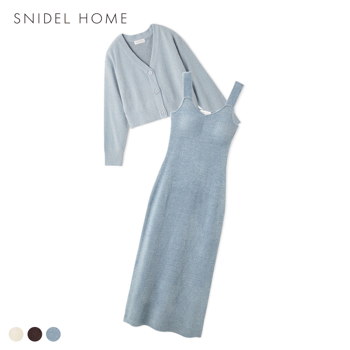 スナイデルホーム カーディガン×ワンピースセット パジャマ ルームウェア 上下セット SNIDEL HOME カップ付き カップイン(BU-ブルー-Free)