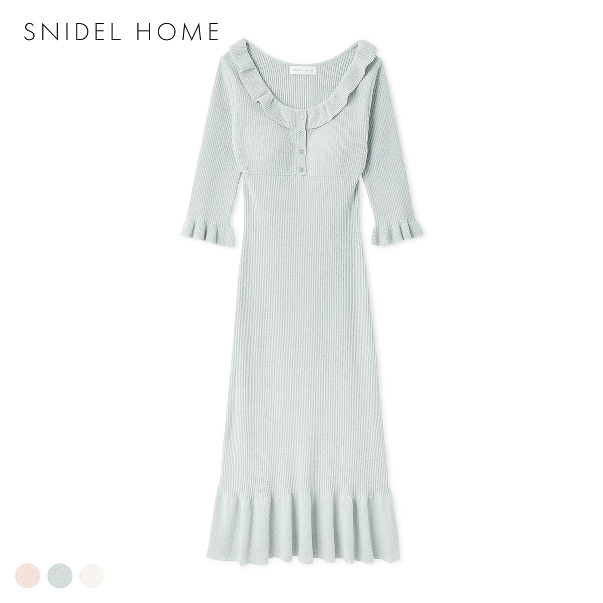 スナイデルホーム ニットフリルワンピース カップイン パッド付き パジャマ ルームウェア SNIDEL HOME(MI-ミント-Free)