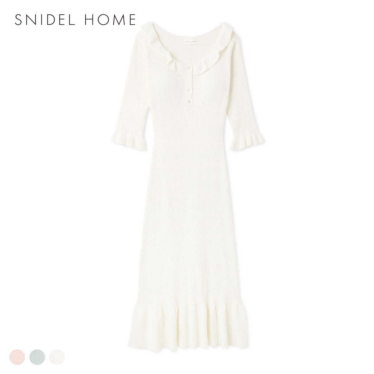 スナイデルホーム ニットフリルワンピース カップイン パッド付き パジャマ ルームウェア SNIDEL HOME(IV-アイボリー-Free)