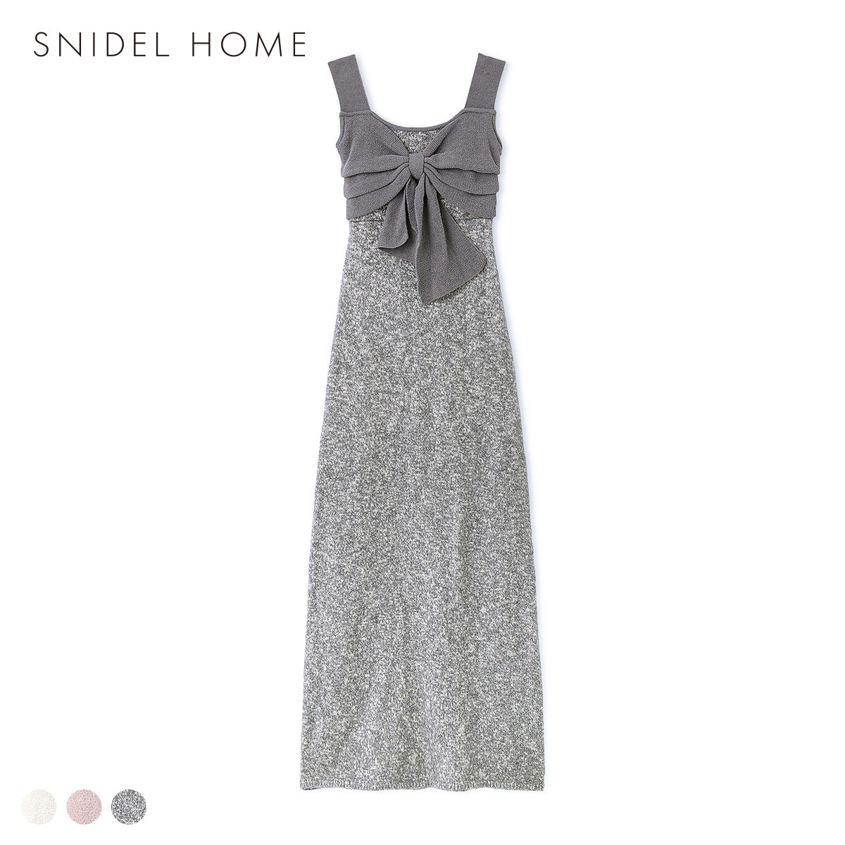 スナイデルホーム リボンツイードワンピース カップイン パッド付き パジャマ ルームウェア SNIDEL HOME(GY-グレー-Free)