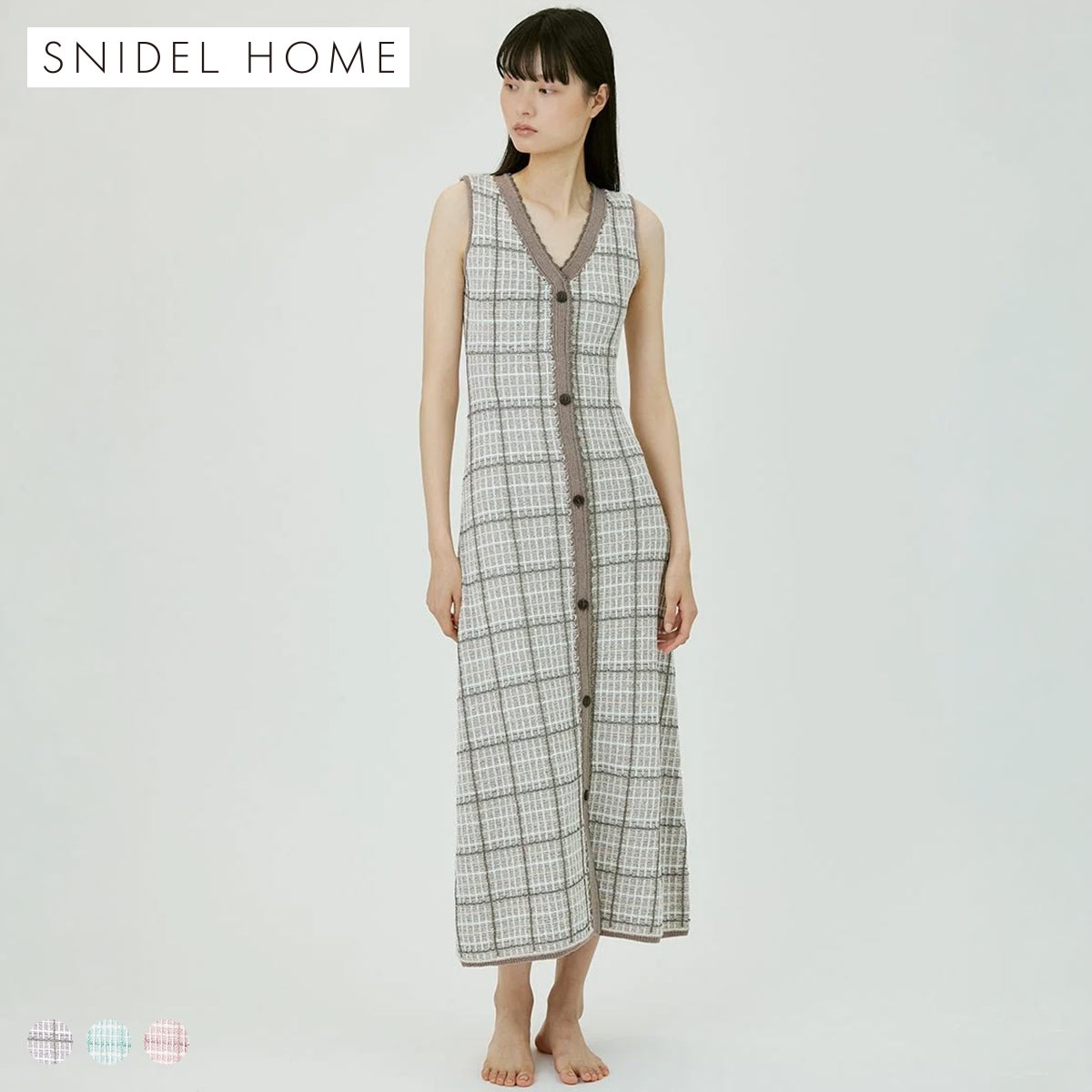 スナイデルホーム ラメツイードワンピース カップイン パッド付き パジャマ ルームウェア SNIDEL HOME