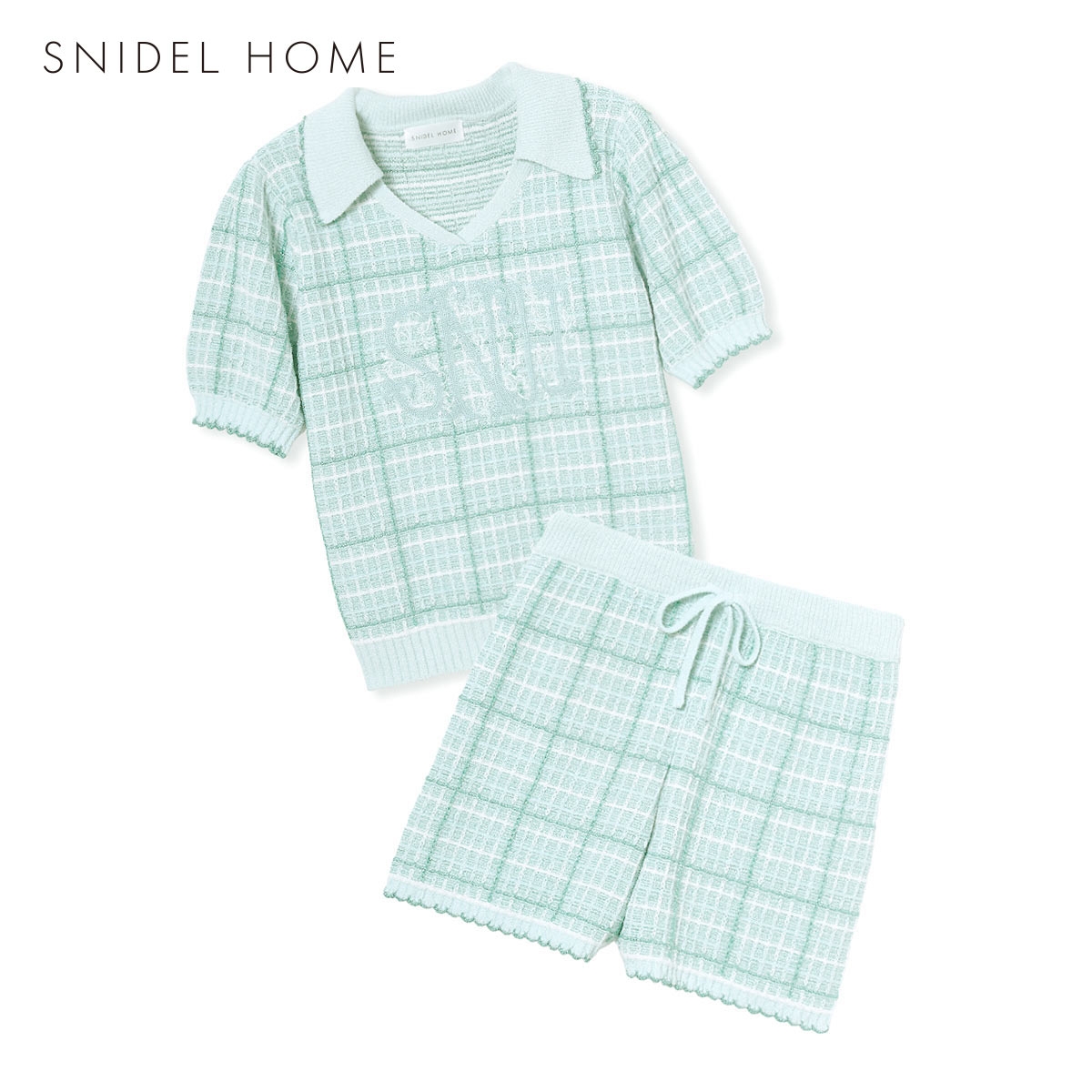 スナイデルホーム ラメツイードセットアップ パジャマ ルームウェア SNIDEL HOME(GR-グリーン-Free)