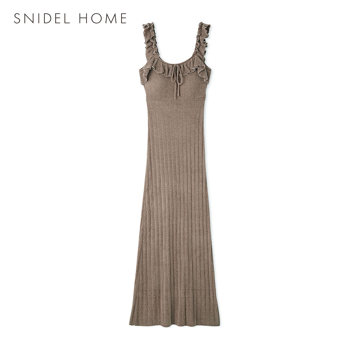 スナイデルホーム SorbetTouch Cool 接触冷感 フリルニットワンピース カップイン パッド付き パジャマ ルームウェア SNIDEL HOME(MO-モカ-Free)