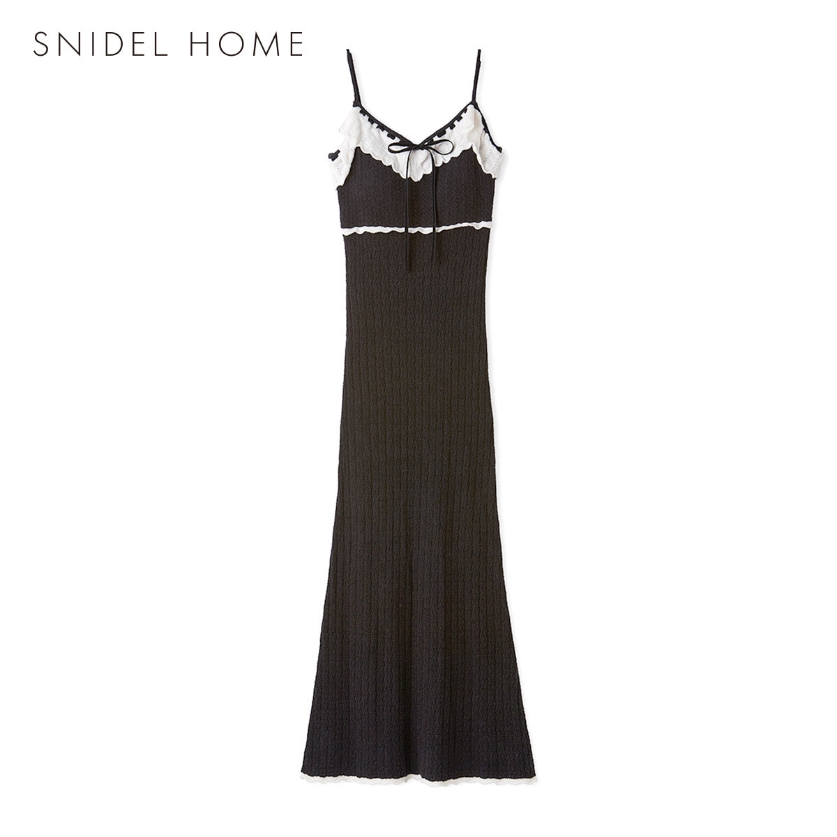 スナイデルホーム クロシェワンピース カップ付き パッド付き カップイン パジャマ ルームウェア SNIDEL HOME(BK-ブラック-Free)
