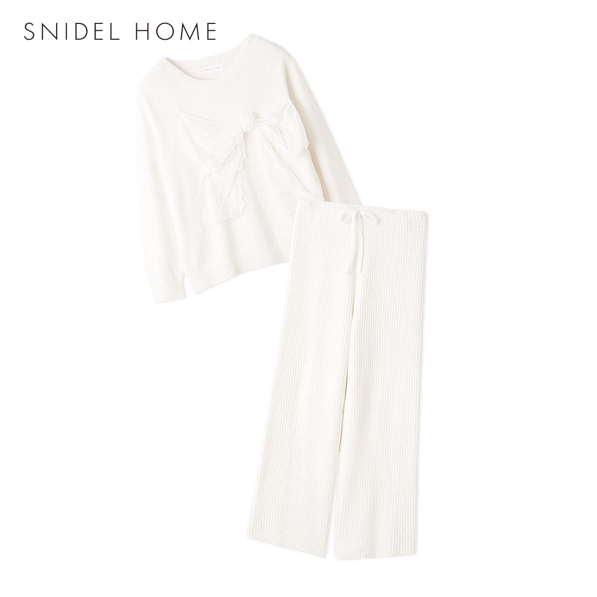 スナイデルホーム リボンモチーフセットアップ 上下セット セットアップ パジャマ ルームウェア SNIDEL HOME(IV-アイボリー-Free)
