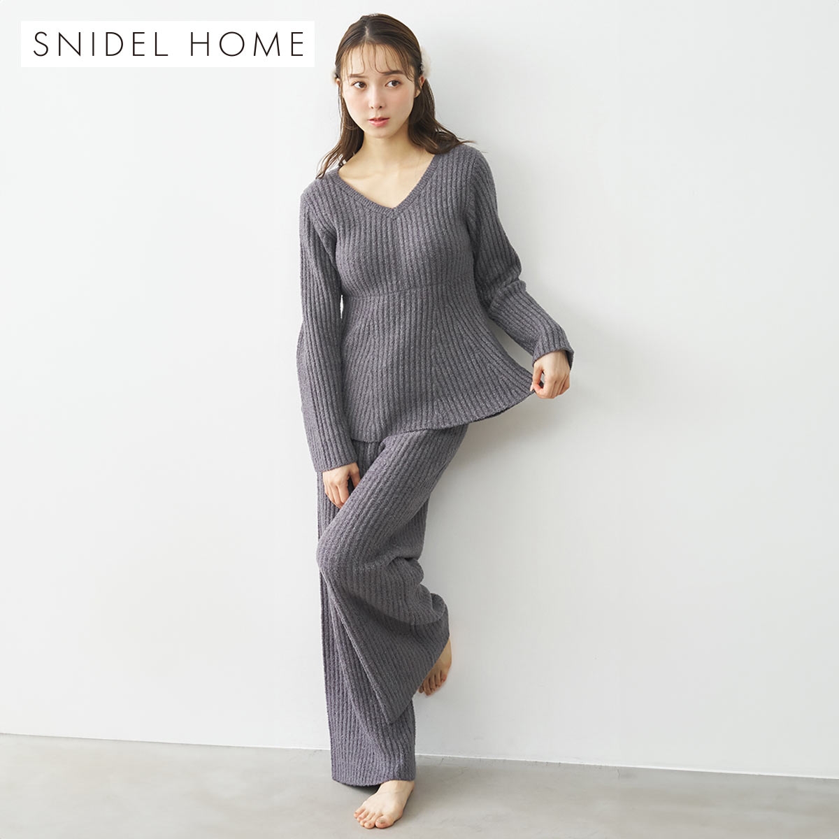 スナイデルホーム イフミック(R) ペプラムセットアップ パジャマ ルームウェア SNIDEL HOME(GY-グレー-Free)
