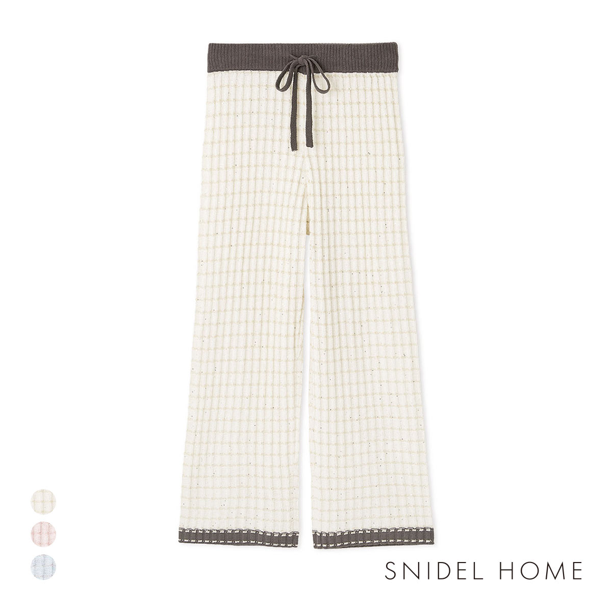 スナイデルホーム ラメニットツイードロングパンツ パジャマ ルームウェア SNIDEL HOME(OW-オフホワイト-Free)