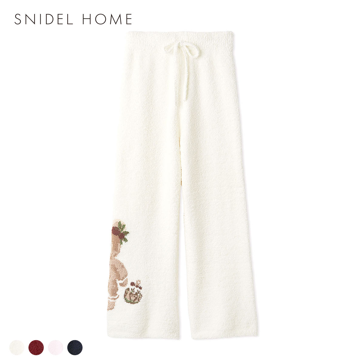 スナイデルホーム Steam Whip ホリデーベアジャガードロングパンツ パジャマ ルームウェア SNIDEL HOME HOLIDAY(IV-アイボリー-Free)
