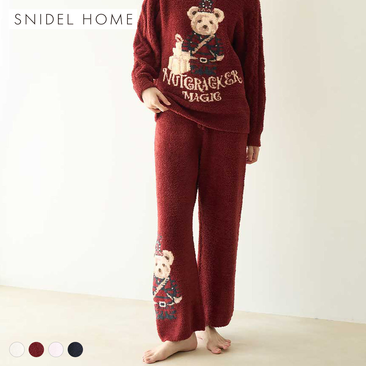 スナイデルホーム Steam Whip ホリデーベアジャガードロングパンツ パジャマ ルームウェア SNIDEL HOME HOLIDAY(RE-レッド-Free)