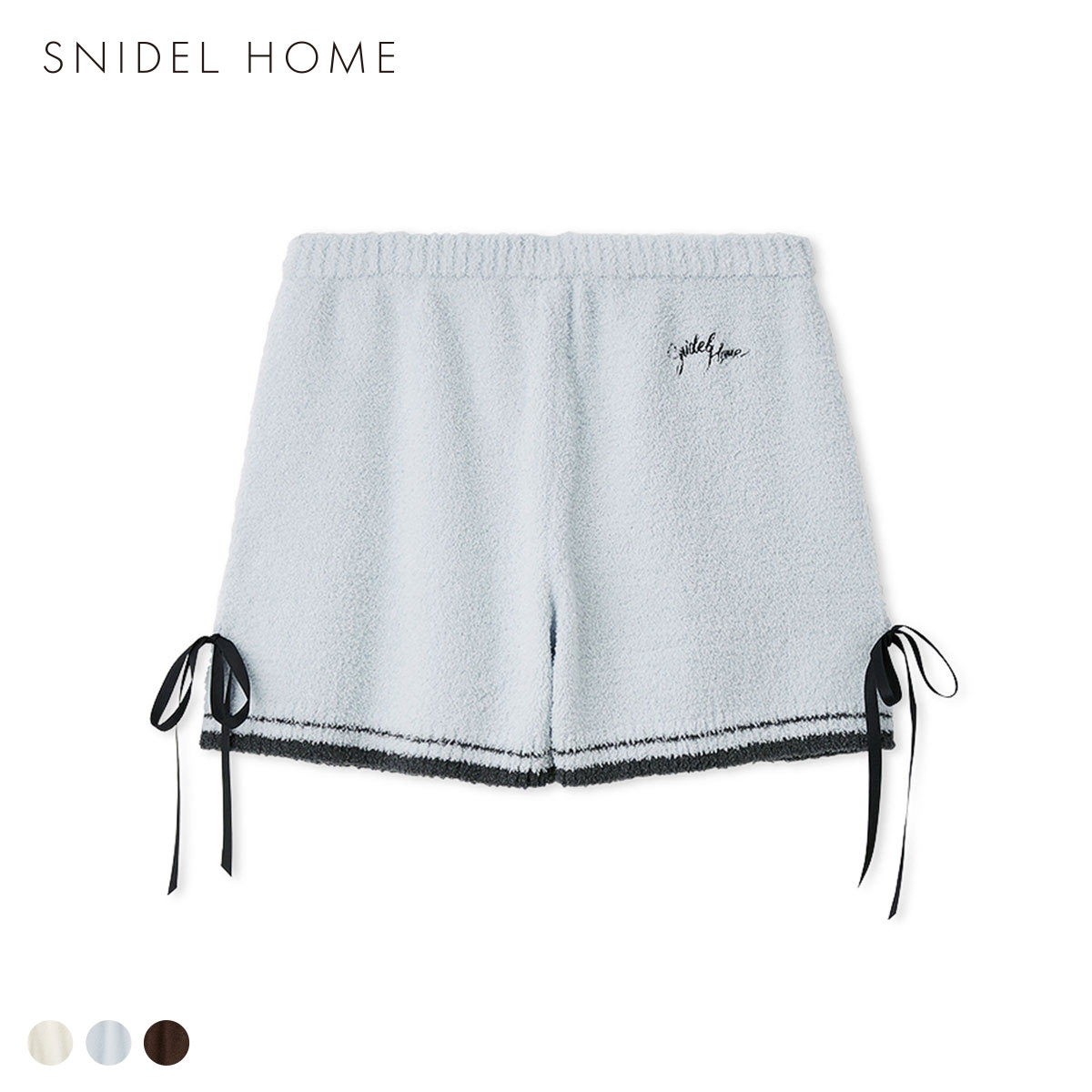 スナイデルホーム Milcrea リボンニットショートパンツ パジャマ ルームウェア SNIDEL HOME Valentine バレンタイン(LBU-薄ブルー-Free)