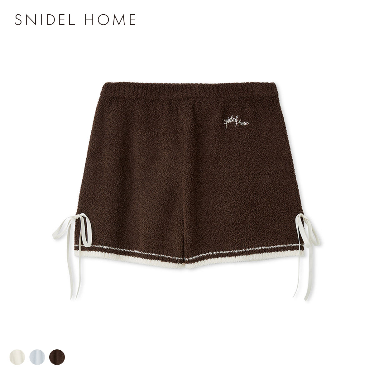 スナイデルホーム Milcrea リボンニットショートパンツ パジャマ ルームウェア SNIDEL HOME Valentine バレンタイン(BR-ブラウン-Free)