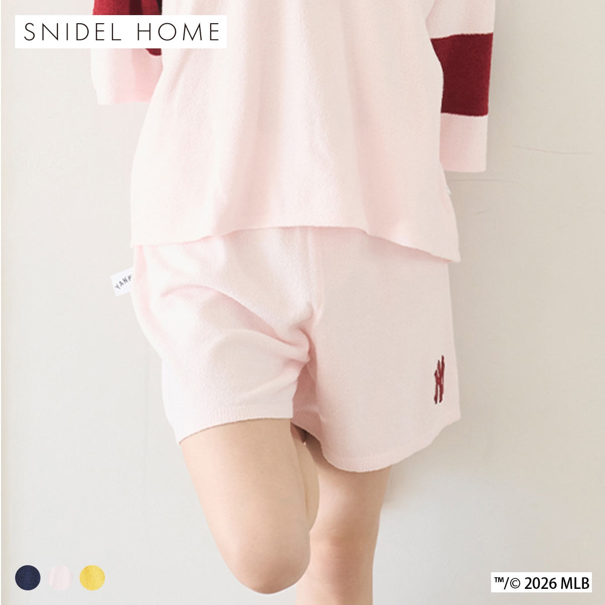 スナイデルホーム MLB ニットショートパンツ パジャマ ルームウェア SNIDEL HOME(PI-ピンク-Free)