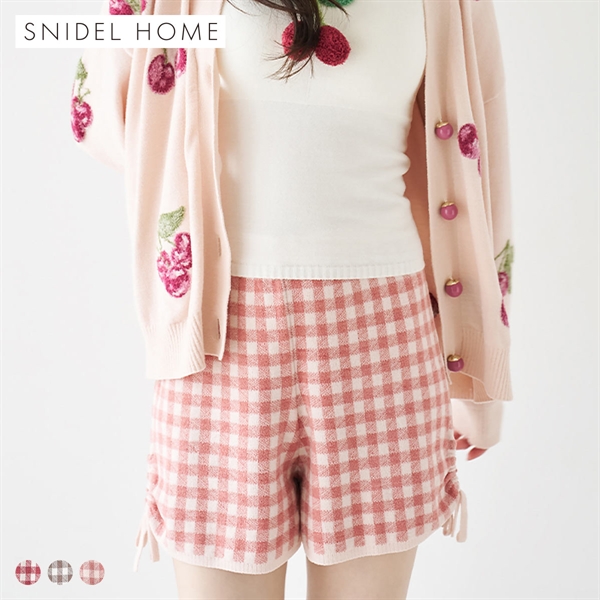 スナイデルホーム ギンガムニットショートパンツ ルームウェア パジャマ SNIDEL HOME