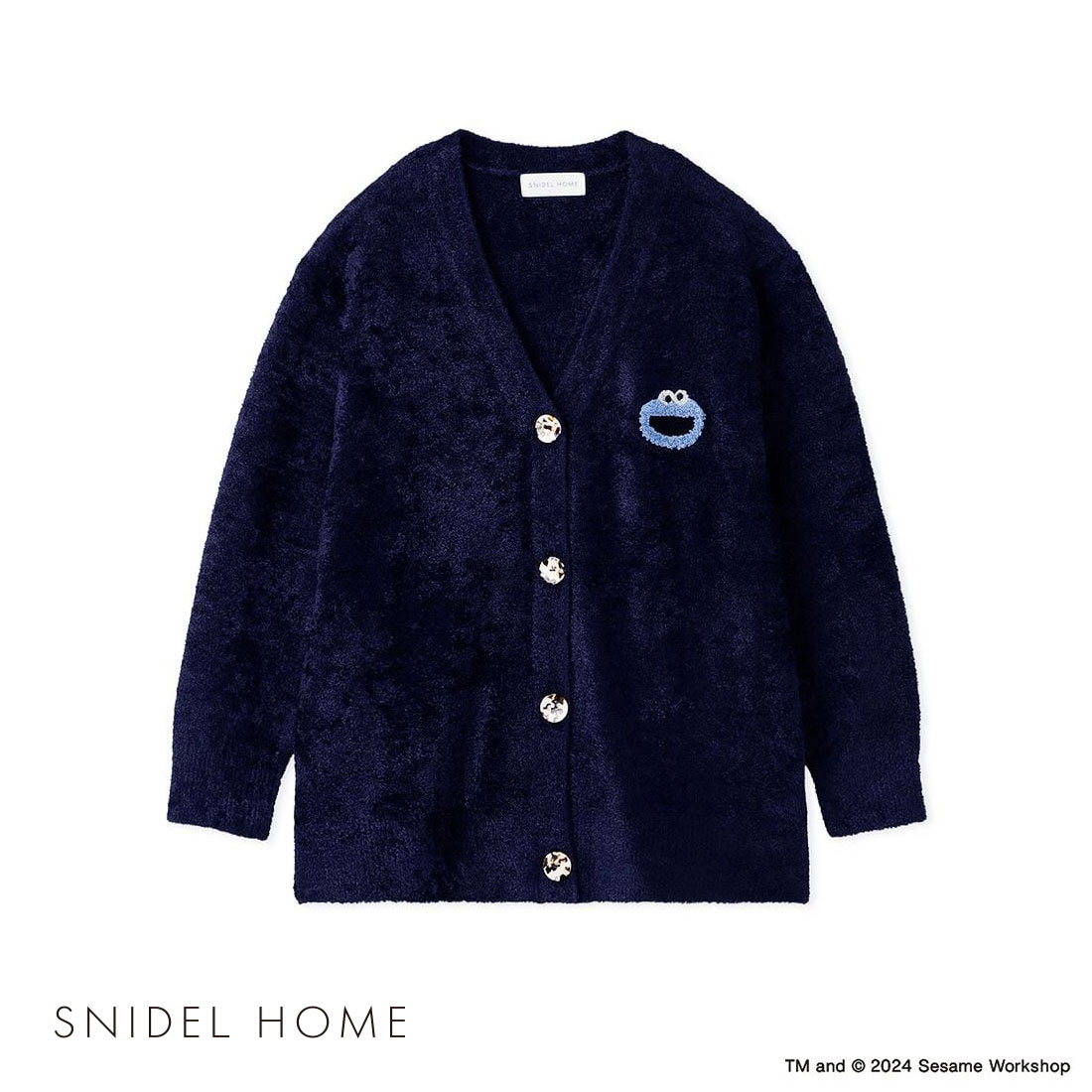 スナイデルホーム SNIDEL HOME 【SESAME STREET】【UNISEX】ワンポイントカーディガン パジャマ ルームウェア(NV-ネイビー-S)