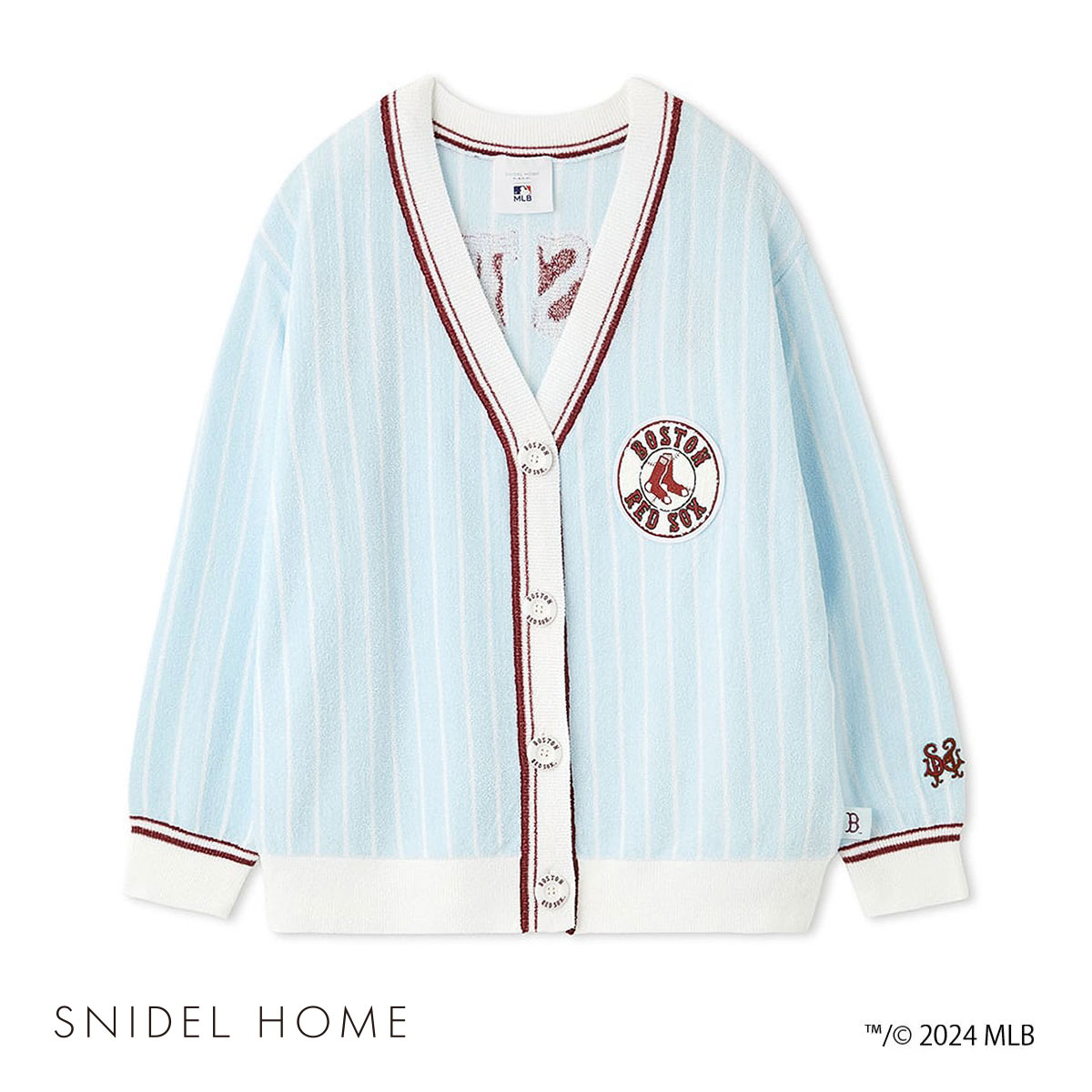スナイデルホーム SNIDEL HOME 【MLB】ニットカーディガン パジャマ ルームウェア(LBU-薄ブルー-Free)