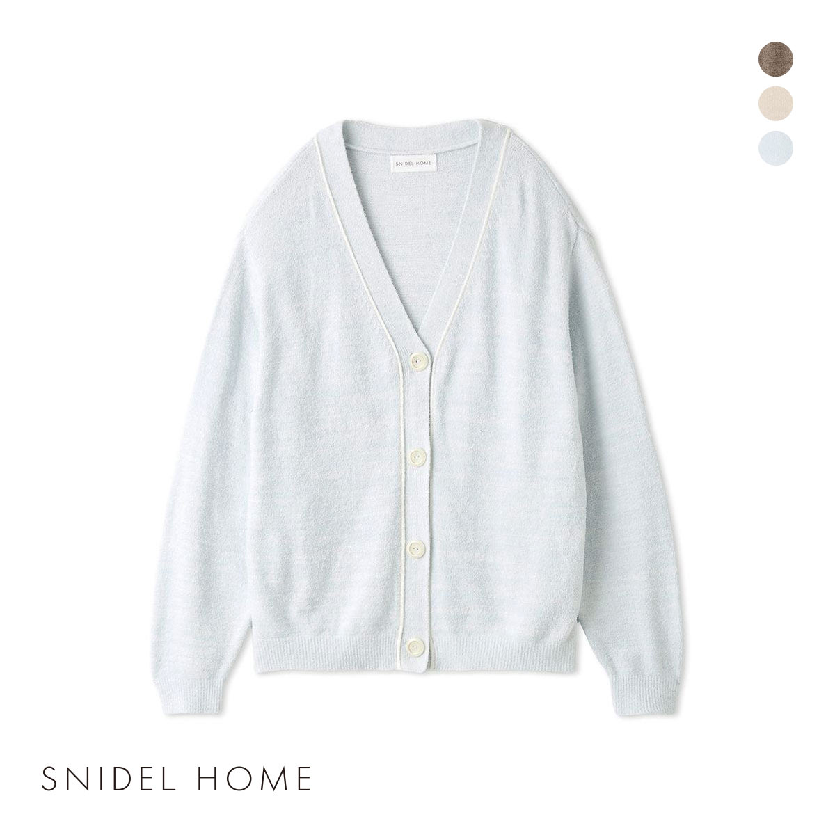 スナイデルホーム メランジパイピングカーディガン パジャマ ルームウェア SNIDEL HOME(LBU-薄ブルー-Free)