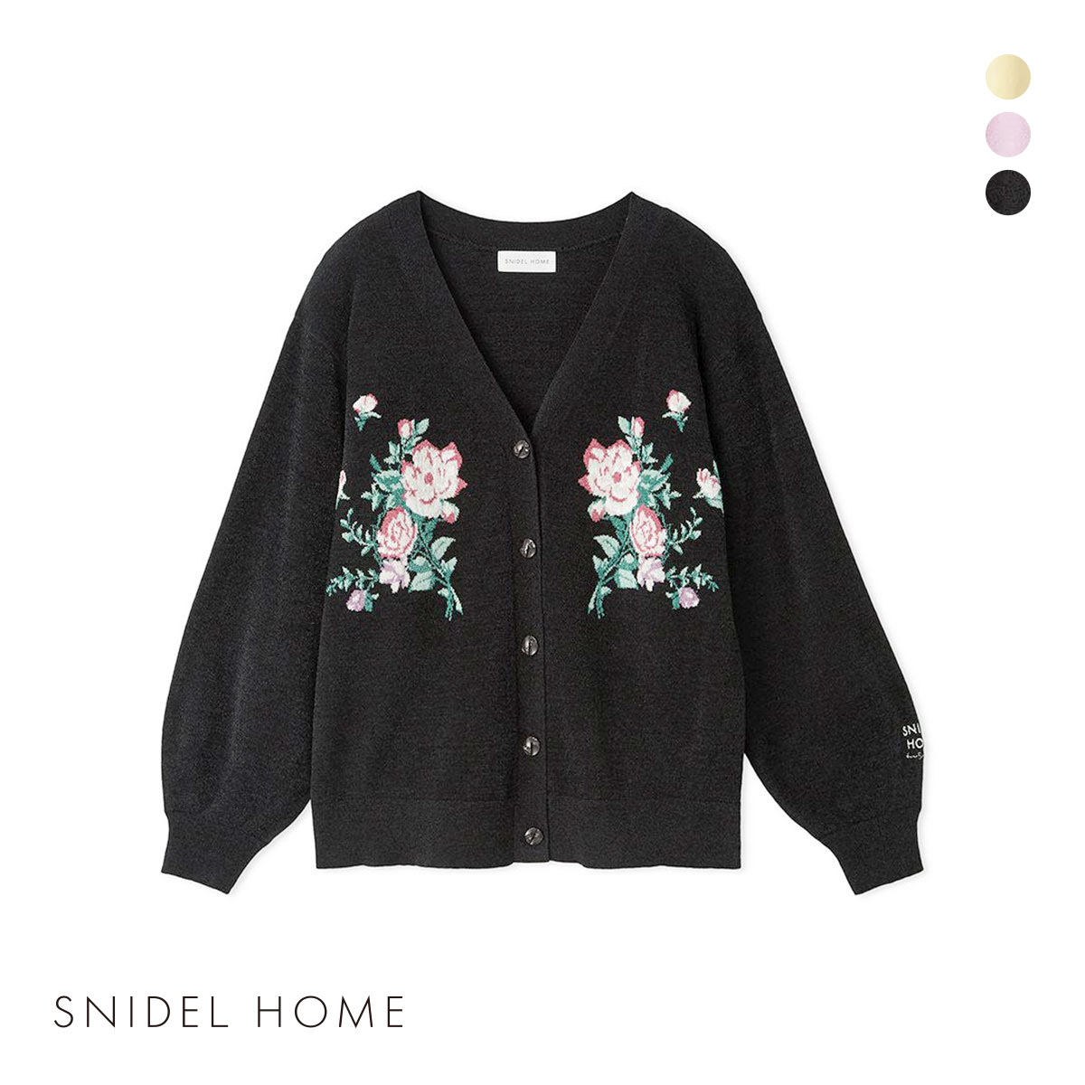 スナイデルホーム フラワーモチーフカーディガン パジャマ ルームウェア SNIDEL HOME(BK-ブラック-Free)