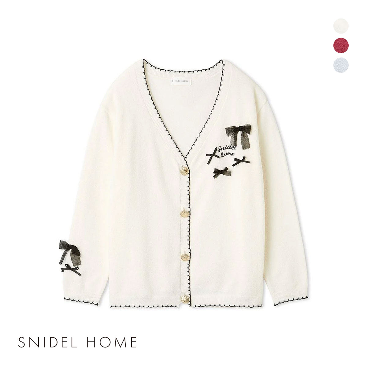 スナイデルホーム リボンカーディガン ルームウェア パジャマ SNIDEL HOME(IV-アイボリー-Free)