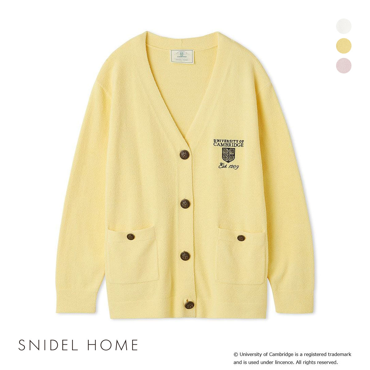 スナイデルホーム University of Cambridge ニットカーディガン パジャマ ルームウェア SNIDEL HOME ケンブリッジ大学(YE-イエロー-Free)