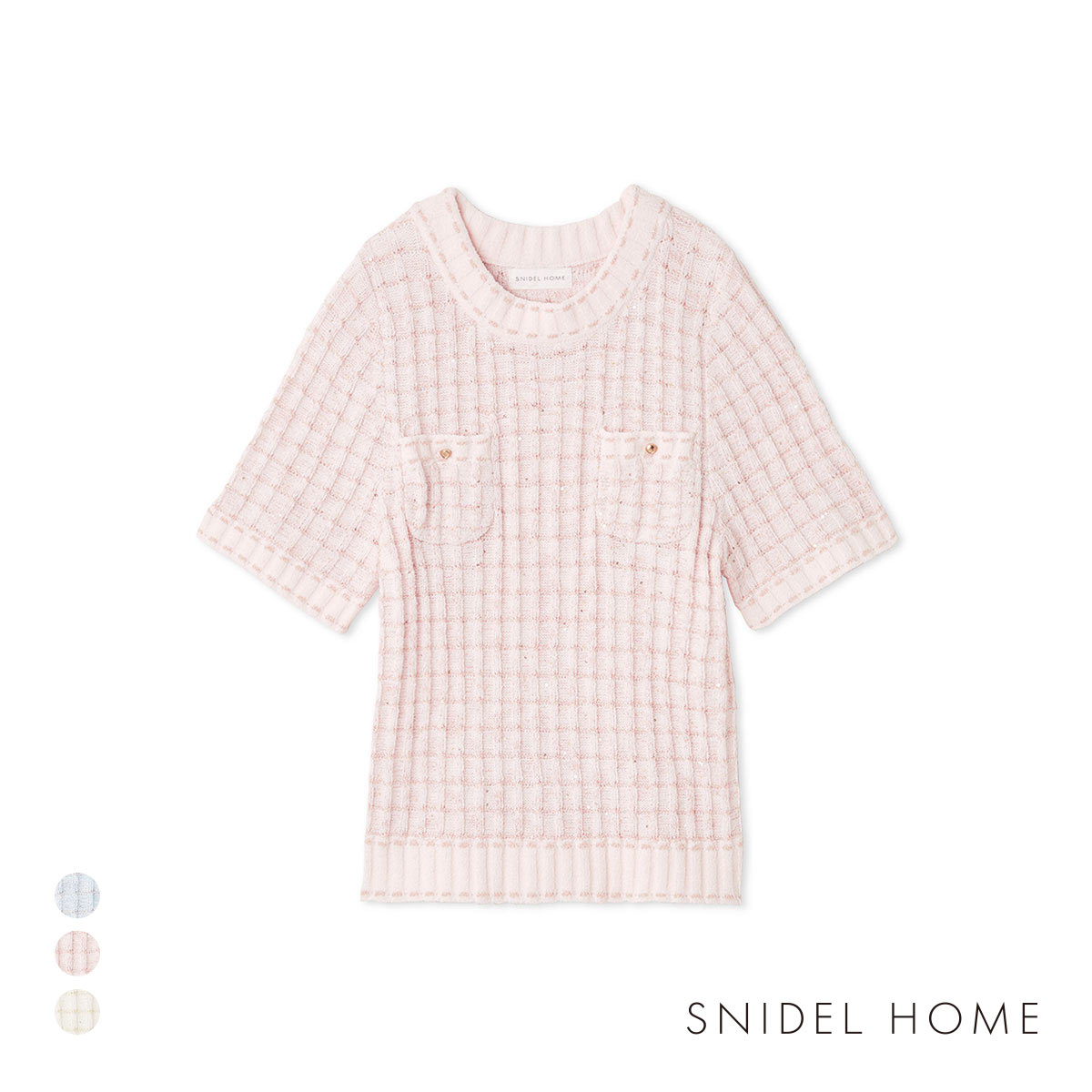 スナイデルホーム ラメニットツイードプルオーバー SNIDEL HOME(PI-ピンク-Free)