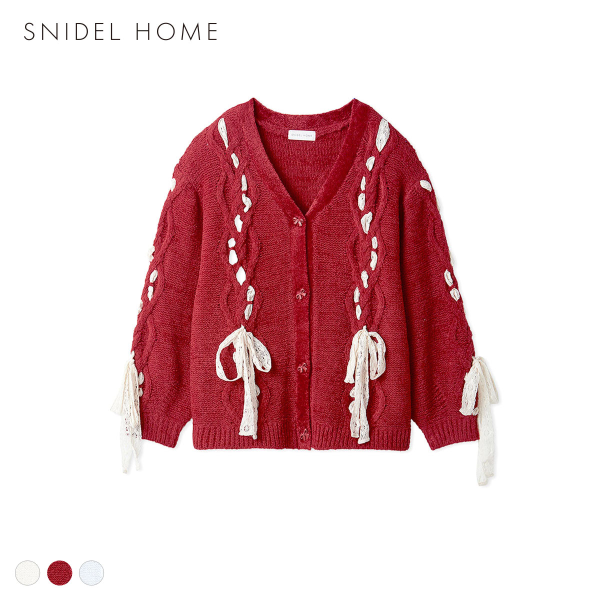 スナイデルホーム リボンカーディガン SNIDEL HOME(RE-レッド-Free)