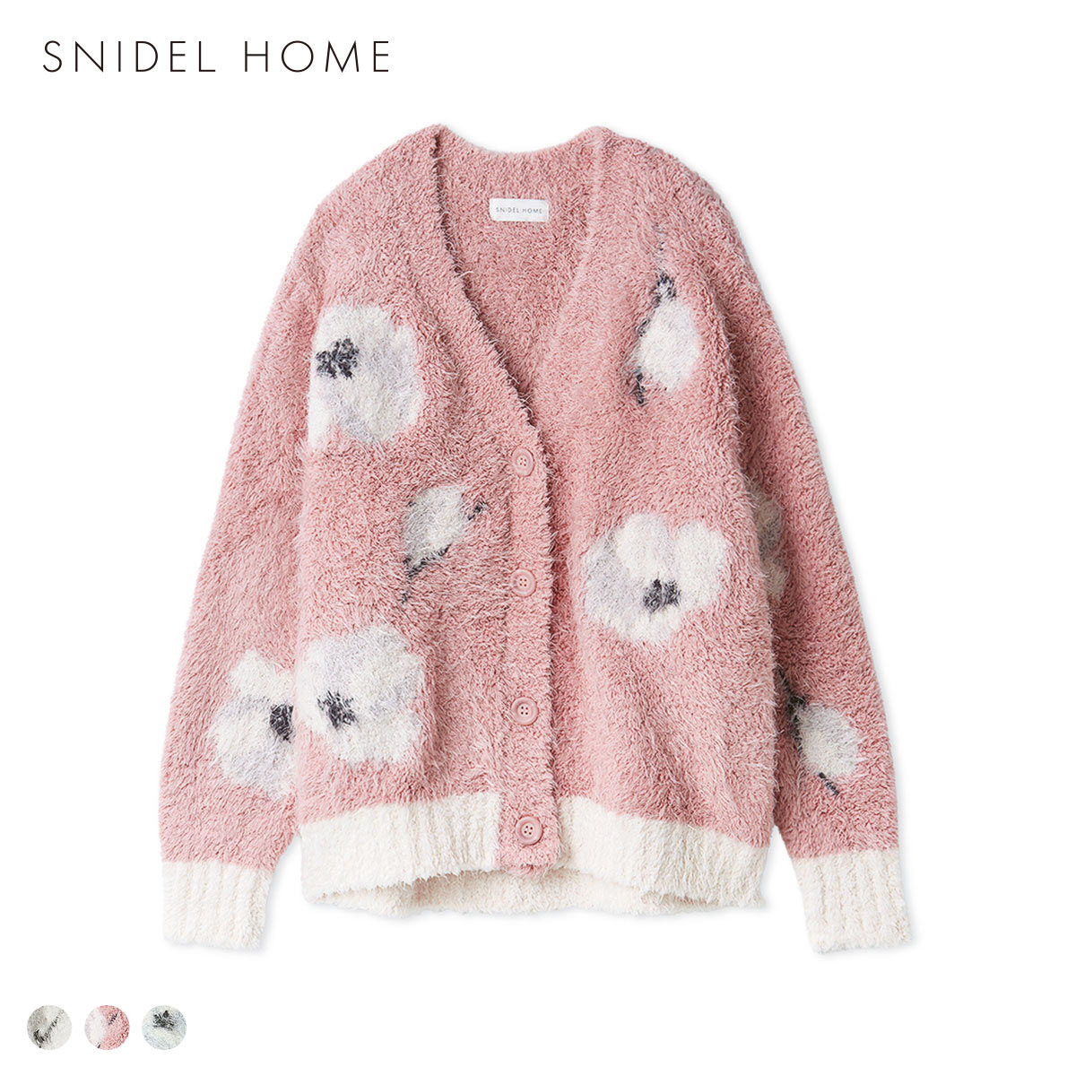 スナイデルホーム フラワージャガードニットカーディガン SNIDEL HOME(LPI-薄ピンク-Free)