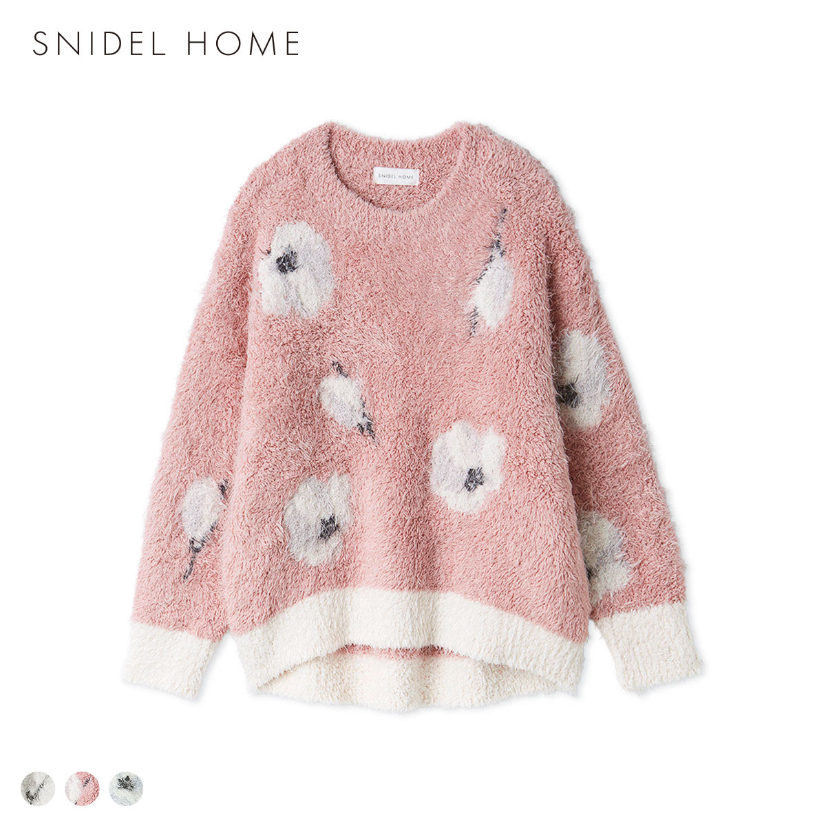 スナイデルホーム フラワージャガードニットプルオーバー SNIDEL HOME(LPI-薄ピンク-Free)