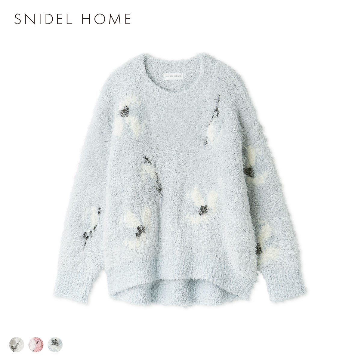 スナイデルホーム フラワージャガードニットプルオーバー SNIDEL HOME(LBU-薄ブルー-Free)