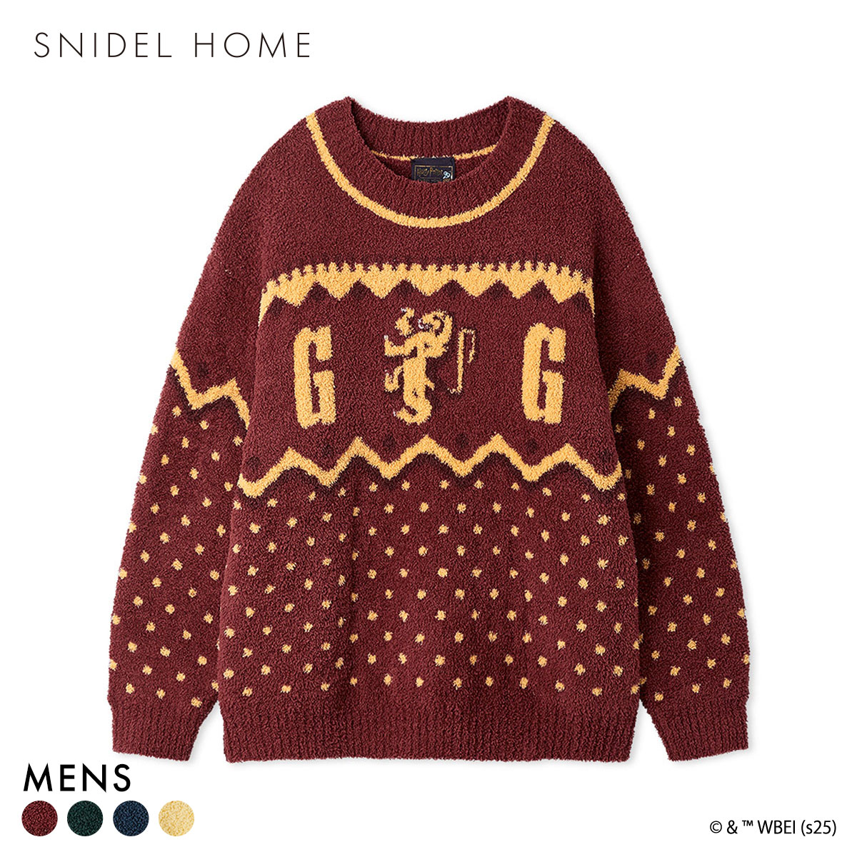 スナイデルホーム メンズ Mens Harry Potter ニットプルオーバー パジャマ ルームウェア ハリー・ポッター SNIDEL HOME(BUR-バーガンディ-Free)