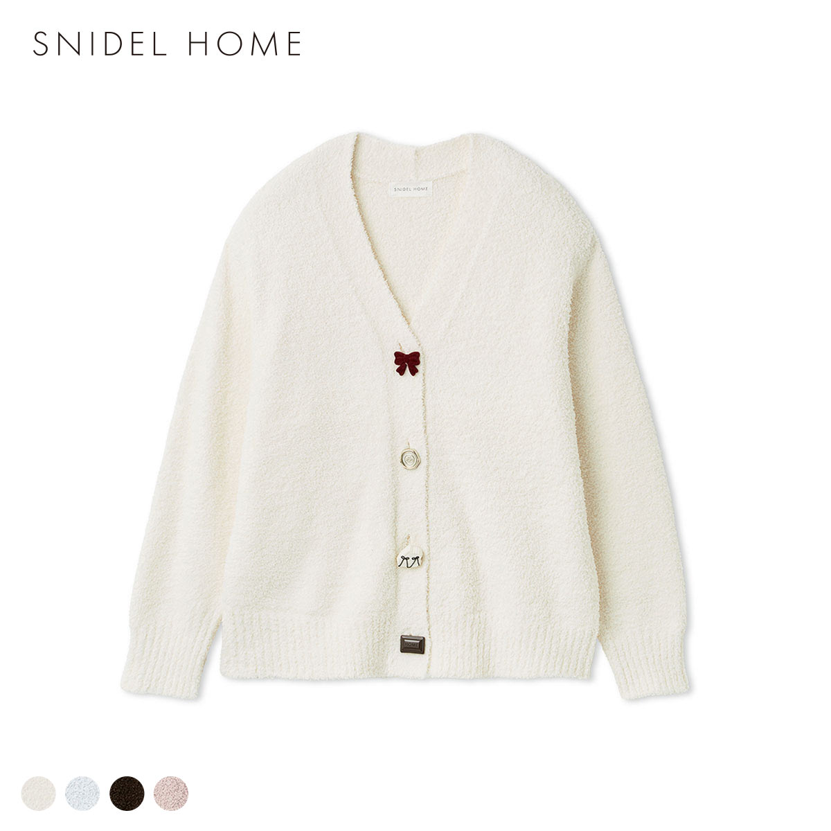 スナイデルホーム Milcrea ケーキ釦ニットカーディガン パジャマ ルームウェア SNIDEL HOME Valentine バレンタイン(IV-アイボリー-Free)